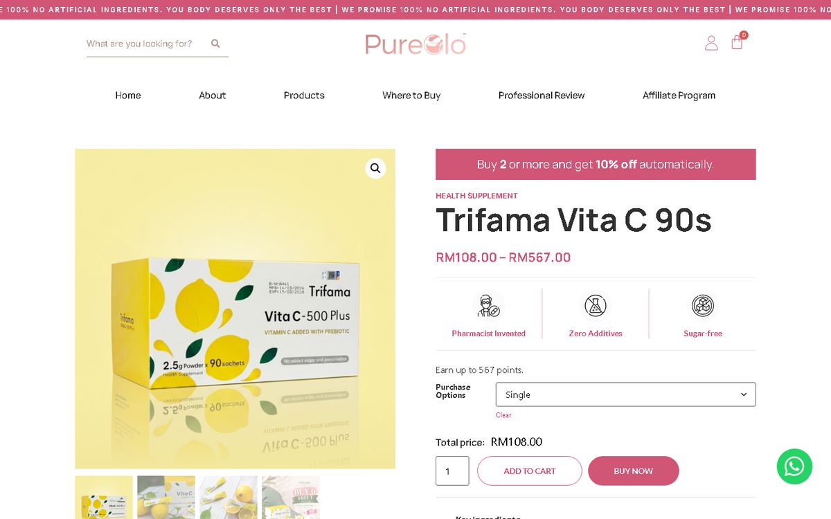Digital Marketing Agency | ZenWeb Malaysia Product page of the PureGlo website
