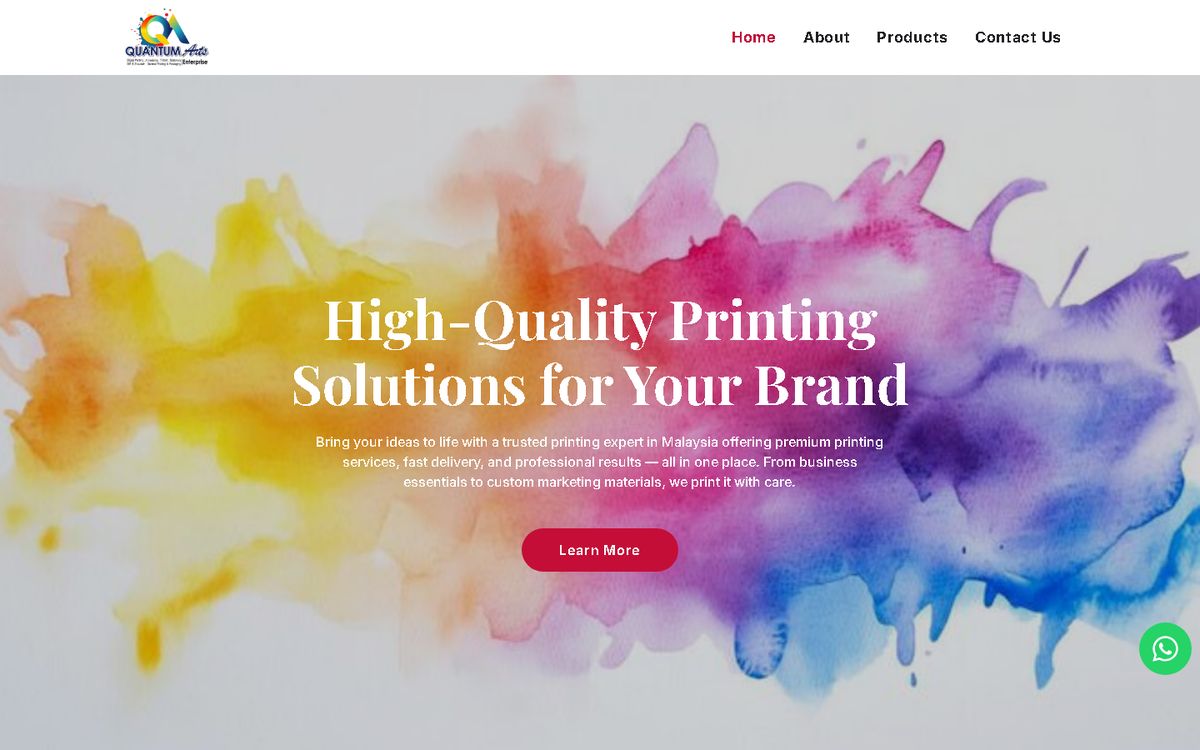 Home page of the Quantum Arts website
