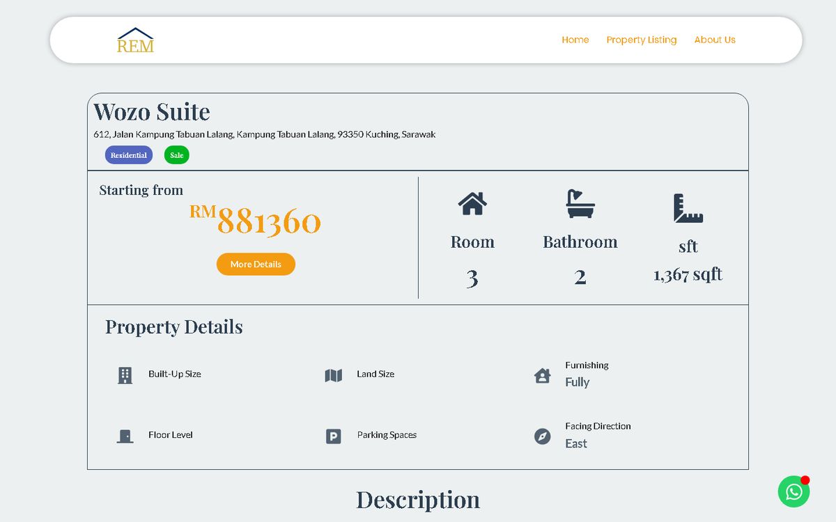 Digital Marketing Agency | ZenWeb Malaysia Project page of the Real Estate Malaysia website