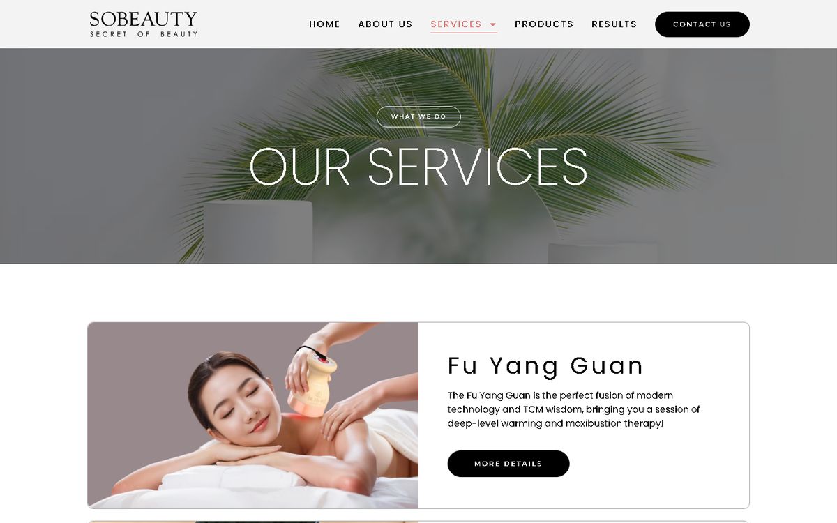Services of the SO Beauty website