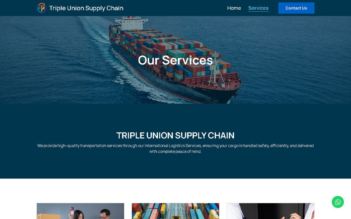 Services of the Triple Union Supply Chain website