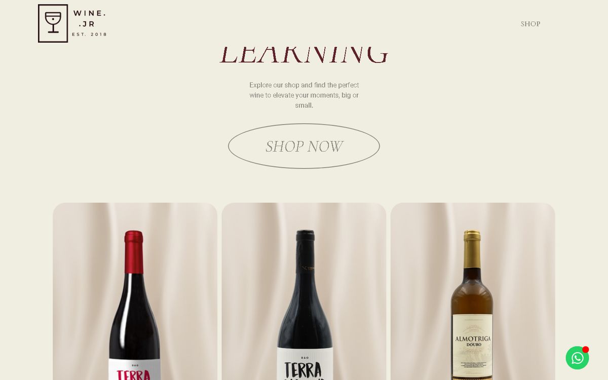 Shop section of the Wine JR website