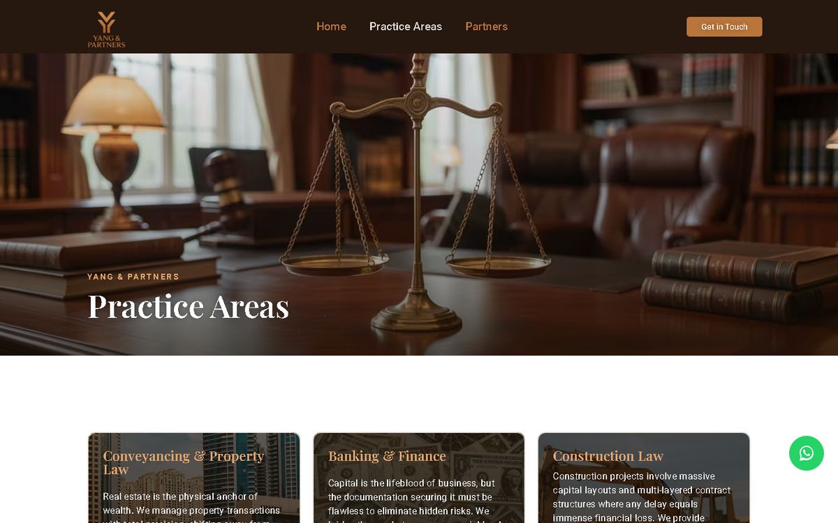 Practice Areas of the Yang & Partners website